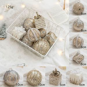 Christmas Tree Ornaments Round <b>Hanging</b> Balls Embossed Joy Design For Holiday Decoration - Product Image 2