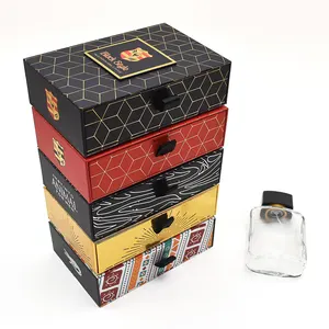 Caixa de presente de perfume com logotipo personalizado embalagem caixa de papel preta luxuosa para perfume