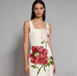 Robe Bohème Femme Sans Manches à Col Carré Brodé Imprimé Floral Superposé Style Western – Vente en Gros - Product Image 6