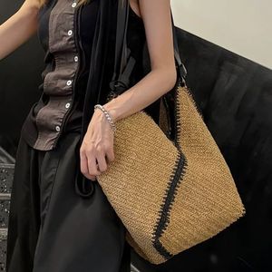 <span class=keywords><strong>AMQ</strong></span> กระเป๋าทำด้วยมือความจุขนาดใหญ่, กระเป๋าฟางสานสีดำด้านข้างสไตล์แฟชั่นสองสำหรับวันหยุดชายหาด - Product Image 6