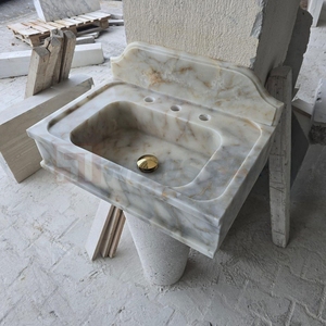 Lavabo in marmo per Viola lucido facile da pulire in pietra di granito onice naturale lavabo a foro singolo per bagno - Product Image 4