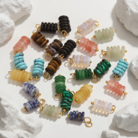 Perles en acier inoxydable et pierre naturelle œil de tigre pour bijoux DIY, perlage artisanale, boucles d'oreilles à aiguille courbée, accessoires pour bracelets