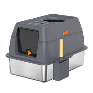 Bac à litière en acier inoxydable avec couvercle Bac à litière profond extra large pour chats Anti-fuite Entrée double avant et supérieure avec pelle à litière - Product Image 6