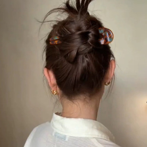 Épingle à chignon de luxe en acétate de cellulose à 2 griffes, motif coquillage minimaliste, pour coiffure quotidienne - Product Image 2