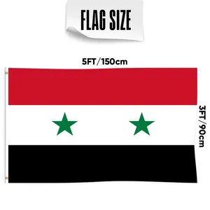 Bandera de Siria de 3x5 pies, tela de poliéster con 3 capas de doble cara y dos ojales de latón, decoración para exteriores