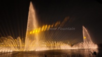 Fuente de agua flotante para espectáculos de baile a gran escala en la isla de Bagdad, Irak, construcción de acero inoxidable, luces RGB DMX 512