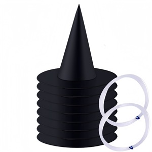 Sombrero de Mago de Halloween, Negro, de Poliéster, Accesorios de Disfraz para Adultos, Sombrero de Bruja Mágico para Hombre - Product Image 1