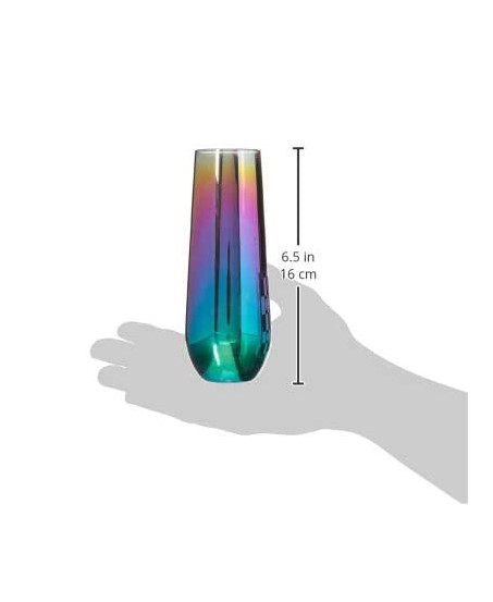 Fusion Luster Champagne Flutes Stemless Wine Glasses, Set of 4, Party Entertainment Dining Beverage Drinking Glassware