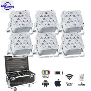 powerful battery up lighting 24000mAh Wireless DMX 12x18w RGBWA UV LED Flat Par uplights for wedding event DJ party