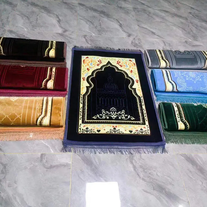 祈りの敷物イスラム教徒のマットイスラム-イスラムの祈りのビーズを持つ男性女性のためのパッド入りの非常に厚い祈りの敷物サジャダ