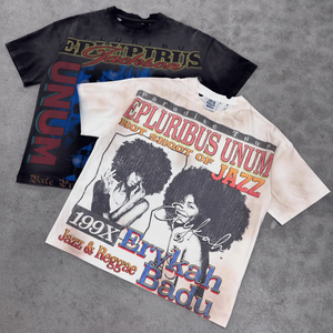 T-shirt personnalisé OEM avec impression DTG, coupe ample et carrée, en coton, style court, effet vieilli, délavé à l'acide, vintage, streetwear pour homme - Product Image 1