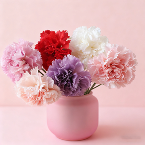 Carnation Artificial Hecha a Mano con Tacto Real, Flor Multicolor para Decoración del Día de la Madre, Ramo de Seda Artificial de Color Personalizado - Product Image 3