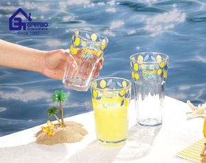 Vaso de Vidrio Popular con Decoración, Serie <span class=keywords><strong>Leomon</strong></span>, Proveedor Chino para el Hogar, Vaso para Agua Fría, Bajo MOQ - Product Image 2