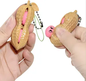 Vente en gros de dernière conception porte-clés cacahuète à décompression petit et mignon Squeeze Fidget Globles Tots Fidget Key pour cacahuètes Poppers