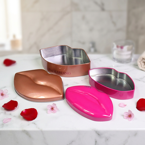 Caja de hojalata personalizada con forma de labio elegante, Cosméticos vacíos, herramientas de maquillaje de Metal, caja de lata de regalo para lápiz labial, embalaje de lata de comida, contenedor de Metal - Product Image 3
