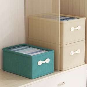 Fabric <b>Drawer</b>-style Storage Box Lid <b>Under</b>-<b>bed</b> Storage Box Multi-size Foldable Organizer Cotton Linen Clothes Modern Simple - Product Image 1