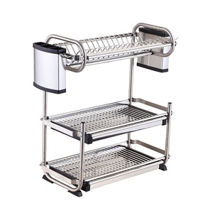 Stainless Steel Double Tier Modern <b>Kitchen</b> Towel <b>Rack</b> Waterproof Non-Folding <b>Storage</b> Holder - Product Image 4