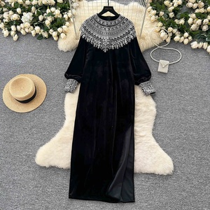 Vestido de Otoño e Invierno para Mujer, <span class=keywords><strong>Talla</strong></span> Grande, Nuevo, de Terciopelo, Elegante, Estilo Francés - Product Image 2