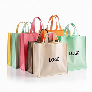 Bolsas reciclables ecológicas, bolsas de compras reutilizables de tela impresa personalizada barata no tejida con logotipo, bolsa no tejida de comestibles - Product Image 1