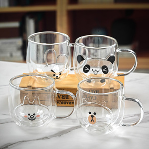 Tasse en verre transparente à double paroi en borosilicate pour lait, eau, café, jus domestique résistant à la chaleur - Product Image 1