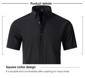 Camisas <span class=keywords><strong>de</strong></span> vestir elásticas <span class=keywords><strong>de</strong></span> cuatro lados para hombre, camisas informales formales antiarrugas sin hierro para hombre, ropa <span class=keywords><strong>de</strong></span> manga corta <span class=keywords><strong>de</strong></span> negocios para hombre - Product Image 3