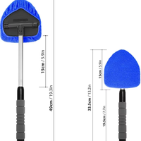 Brosse de nettoyage de pare-brise de voiture avec tampons en microfibre et manche extensible, kit essuie-glace pour vitres de voiture