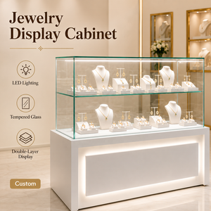 Vitrina de Joyería de Vidrio Templado sin Marco, Iluminación LED de Visión Completa, con Cerradura, Multicapa, Personalizable, de Lujo, para Tiendas Minoristas - Product Image 2