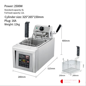 Freidora eléctrica de elevación automática, freidora inteligente comercial, máquina de pollo frito y patatas fritas de un solo cilindro de 8L - Product Image 5