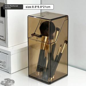 מארז תצוגה אקרילי שקוף לארגון מברשות איפור עם מכסה אטום לאחסון קוסמטיקה - Product Image 5