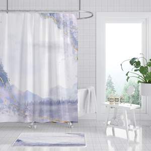 XinLan moderna stampa in marmo colorato a strisce impermeabile tenda da doccia bagno vasca da bagno tenda da doccia - Product Image 4