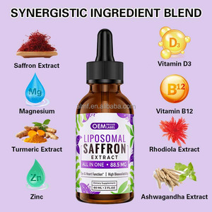 8 en 1 60ML 2FL OZ Haute biodisponibilité Soutien des yeux et du cœur Aliment santé de qualité alimentaire Extrait de <span class=keywords><strong>safran</strong></span> liposomal sauvage Vitamine D3 B12 - Product Image 3