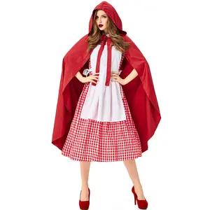 Medievale Farm Cameriera Contadino Costume Delle Donne Little Red Riding Hood Costume di Halloween Del Partito di Cosplay del Vestito Operato