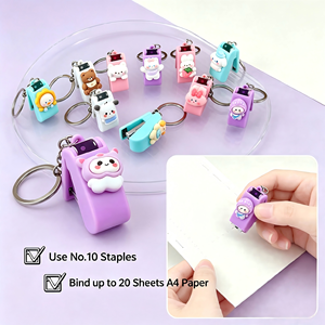 Mini Dibujos Animados Personalizados al por Mayor, Manuales, 10 Unidades #   Grapadora de Papelería para Oficina y Escuela, Linda para Niñas, Mini Grapadora Portátil con Colgante de Llavero - Product Image 2
