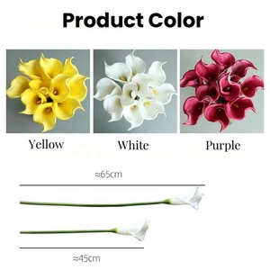 Bán Buôn Chất Lượng Cao Bất Cảm Ứng PU Trắng Tím Calla <span class=keywords><strong>Lily</strong></span> Nhà Máy Nhân Tạo Hoa Calla <span class=keywords><strong>Lily</strong></span> Cho Đám Cưới Trang Trí Nội Thất - Product Image 2