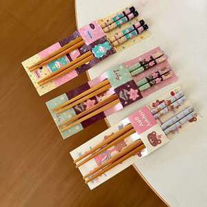 <b>Cute</b> Cartoon Floral Bamboo Chopsticks With <b>Bear</b> Prints For Kids Home Use Gift Set - Product Image 3