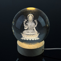 Boule de cristal personnalisée du dieu hindou Ganesh, gravée au laser 3D, veilleuse religieuse, décoration de boule de verre, cadeaux souvenirs MH-Q0285