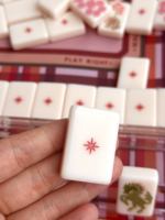 Set Mahjong Amerika Akrilik Bermotif Kuda & Bintang Retro Barat 160 Buah Permukaan Ubin Krim Halus Set Permainan Mahjong Mewah