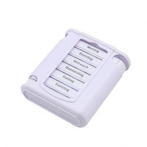 28 Compartments Organizer White Shell 14 Grids <b>7</b> Day Sealed Round Pill Case <b>Tablet</b> Sorter Box Stock Pill Box - Product Image 1