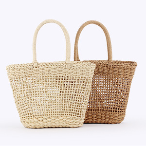 Bolso de mano de cuerda de papel tejida para mujer - Bolso tote informal para picnic, vacaciones y uso diario, bolso versátil y único para salidas de primavera - Product Image 1