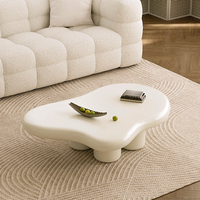 Table basse en bois de style nordique minimaliste Wabi-Sabi, de luxe léger, en forme de nuage irrégulière, avec structure métallique pour salon