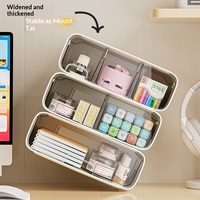 Organisateur de tiroir de bureau en plastique transparent, boîte de rangement coulissante pour papeterie, cosmétiques, fournitures de bureau