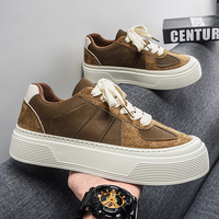 Chaussures pour hommes MJ001 en cuir, couleur unie, nouvelle collection printemps, baskets à semelle épaisse, chaussures de marche décontractées pour hommes