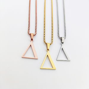Collier pendentif géométrique en acier inoxydable 316L, collier à breloque en forme de pyramide, de delta, de lettre grecque, bijoux pour vendeurs - Product Image 5