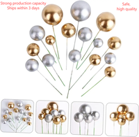 Glitter Faux Styrofoam Balls Cake Topper Black Gold Silver Pink Decor Ball Topper for Valentine's Day Christmas Cake Decoration