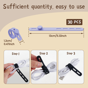 Attaches de câbles en silicone réglables, organiseurs de cordons réutilisables, attaches de gestion de câbles, sangles de fixation pour câbles - Product Image 6