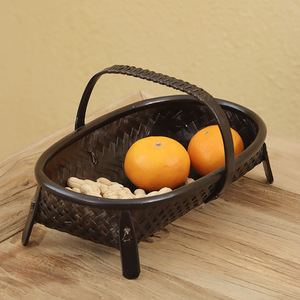 Handmade <b>Bamboo</b> Lacquer <b>Basket</b> Set Rectangle Storage For Tea Ceremony Snack Plate Living Room Use - Product Image 3