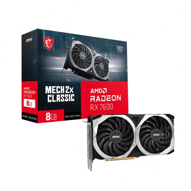 2023 RX 7600 MECH 2X Classic 8GB GDDR6 OC Gaming Graphics Card PCIe DP HD Output Desktop