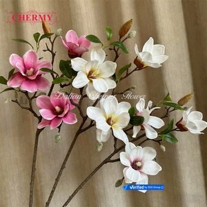 TH1518 داليان شيرمي بالجملة فرع واحد الحرير الأبيض الاصطناعي ماغنوليا الزهور وهمية - Product Image 3