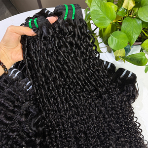Extensions de cheveux humains bouclés Pixie, mèches vierges vietnamiennes, tissage court bouclé, double épaisseur, fournisseur en gros - Product Image 1