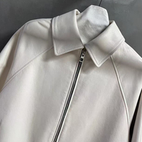Jxwatcher Manteau en cuir véritable élégant et chaud pour femme, coupe ajustée, manches longues, logo personnalisé, fermeture éclair